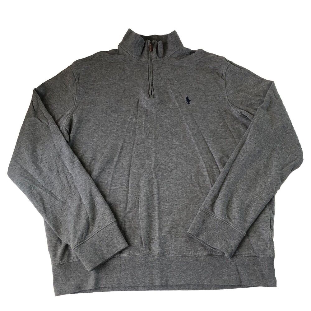 Polo Ralph Lauren 1/4 Zip Long Sleeve Heather Gray Pullover Large